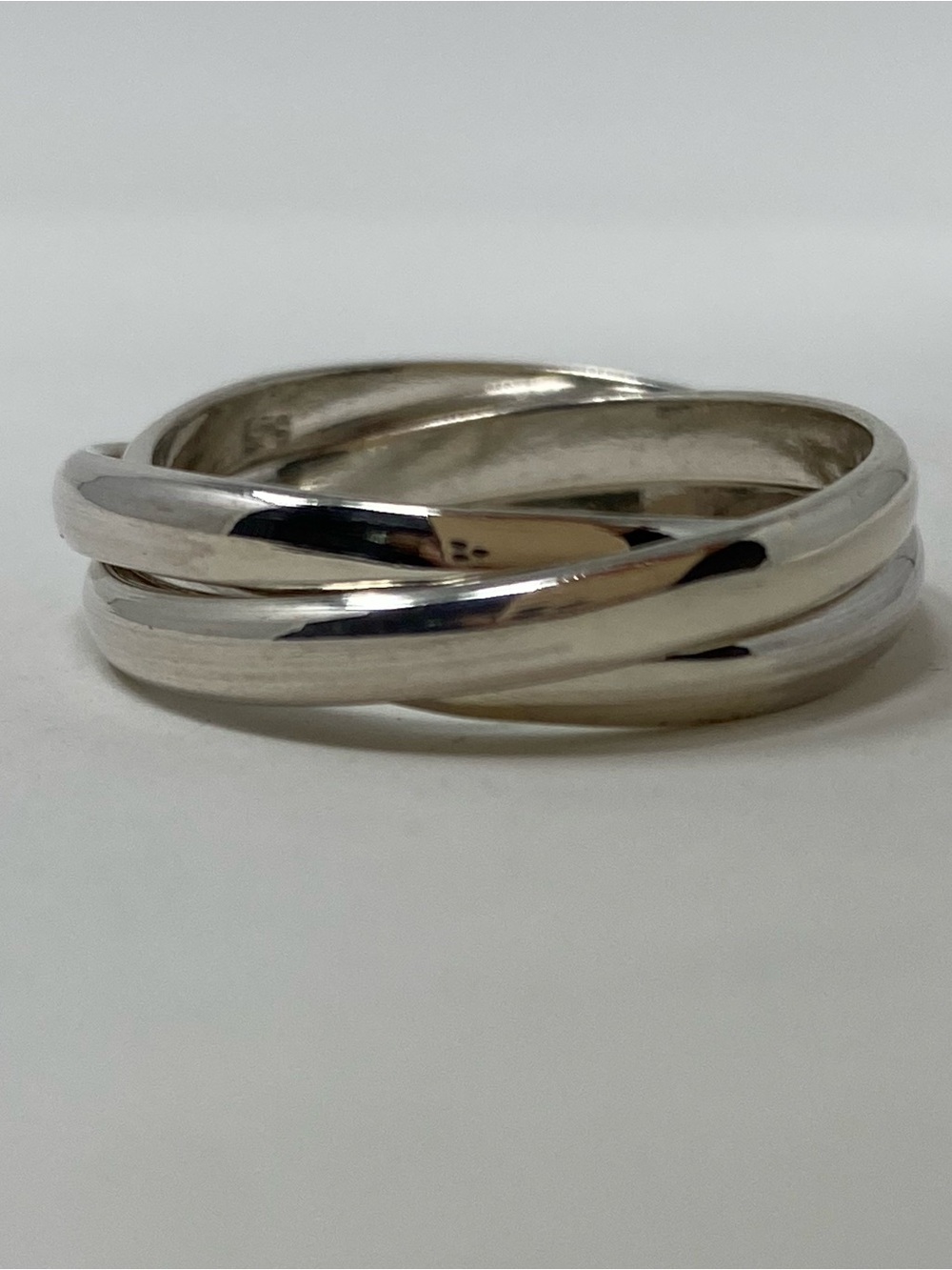 Polished Interlocking Band Ring .925 Sterling Silver Size 7